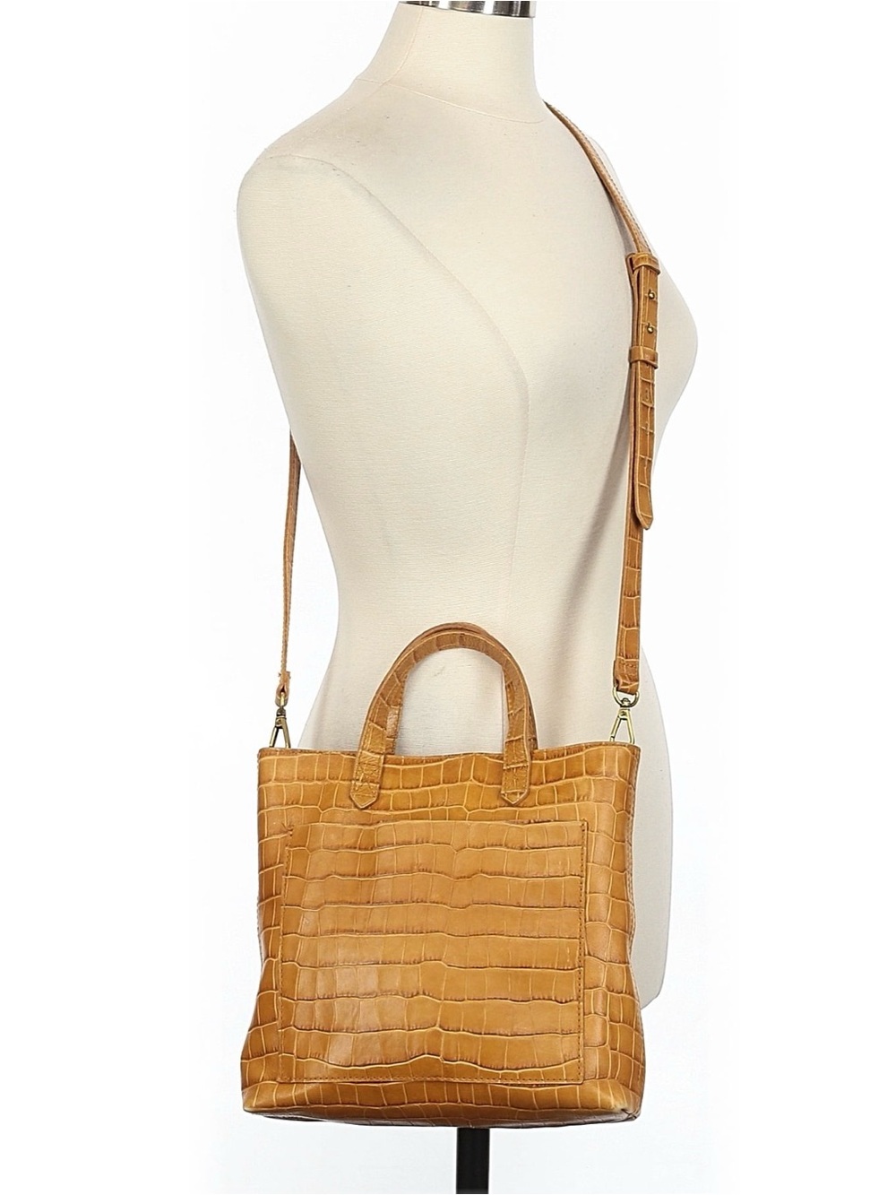 Madewell Zip-Top Small Transport Crossbody: Croc Embossed Leather- golden - Picture 4 of 10